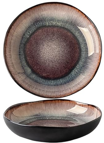 serving bowls- Large Wide Shallow Ceramic Plates and Stackable Serving Bowls Sets for Pasta -Perfect for Housewarming