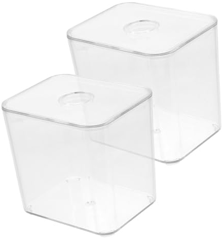 VALICLUD Kosmetik Aufbewahrungsbox und Bruchfest Platzsparend aus Pet mit Flachem Deckel 2 Stück und Stapelbarem Design für Zuhause und Büro