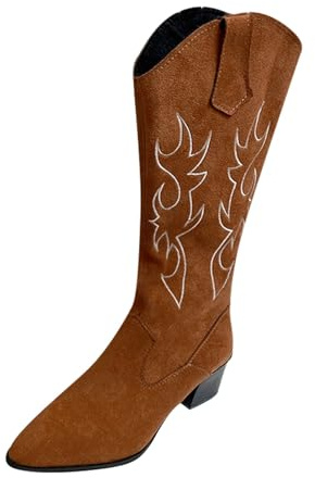 Generisch Stiefel Hohe Retro Reißverschluss Damen Chunky Mode Atmungsaktive Kurze Absätze Schuhe Damenstiefel (Brown, 39)