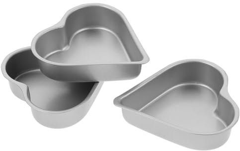 NUOBESTY Juego de 3 Moldes para Pastel Forma de Corazón 97X95X24 CM Acero al Carbono Antiadherente Pequeño para Hornear Tartas Galletas y Postres Caseros