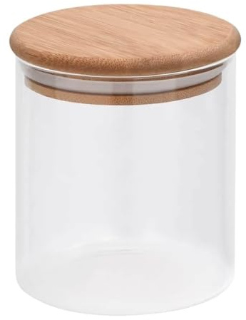 Set Barattoli in Vetro con Coperchio in Bambù, con Chiusura Ermetica e Design Trasparente, Barattolis Ermetici per Alimenti, Barattoli Vetro con Coperchio, Adatti per Cucinas e Dispensa,6 Pezzi,600 ml