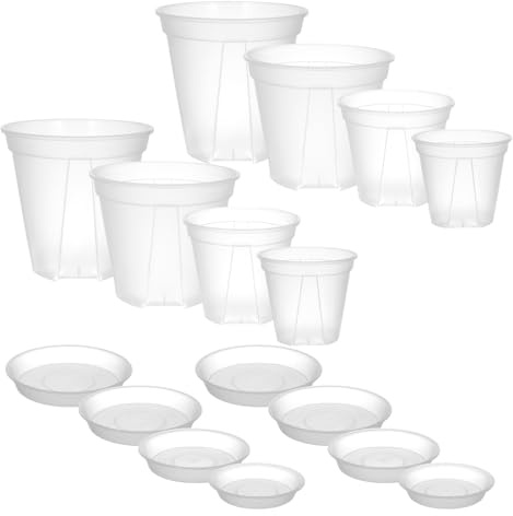 Artibetter Set da 8 Vasi Trasparenti in Plastica per Piante da Vivaio Vasi Ispessiti Controllo Radici per Orchidee Piante Grasse e Fiori da Giardino per Interni ed Esterni Sottovaso