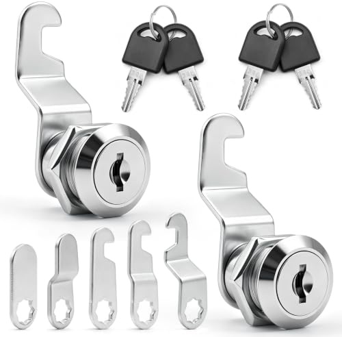16mm Universal Cabinet Cam Lock Keyed.Different Locker Lock with 4 Keys & 10 Plates for Letter Box Cupboard Drawer Filing Cabinet Toolbox Wardrobe Home Furniture Door Hardware Security Replacement