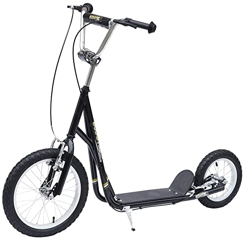 HOMCOM Adult Teen Push Scooter Kids Children Stunt Scooter Bike Bicycle Ride On Alloy Wheel Pneumatic Tyres (Black)