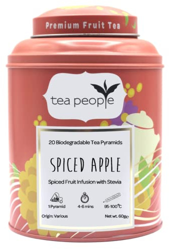 Tea People Spiced Apple 20 Pyramid Teabags in a Tin Caddy