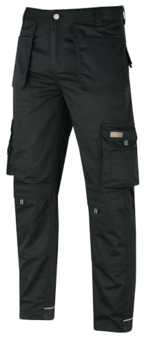WrightFits Men Pro-11 Work Trousers Black - Heavy Duty Safety Combat Cargo Pant - Multi Pockets & Knee Pad Pockets - Triple Stitched -Durable Work wear (38W X 31L, Black)