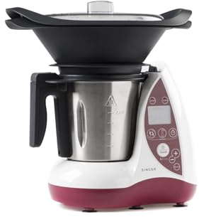 Singer sf501e, Robot de Cocina, Acero Inoxidable, Blanco/Rojo/Negro, 43 x 22 x 43 cm