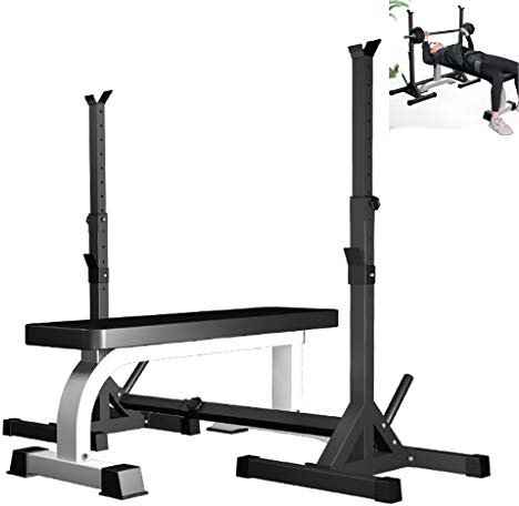 Krafttraining Squat Rack Verstellbare Hantelablage Flachbank Bankdrücken Fitnessgeräte Ausrüstung Bold Stahlrohrmaterial (Color : Black, Size : 105x35x40cm)