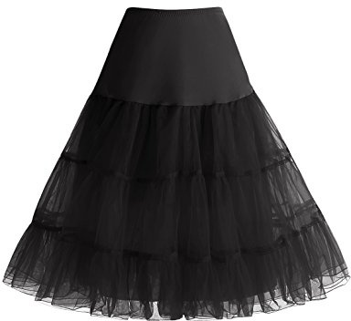 Bbonlinedress Womens Petticoat Underskirt for Dresses Vintage 50s Crinoline Cancan Skirt Puffy Tulle Half Slips Black S