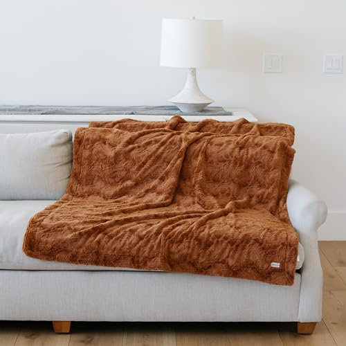 GRACED SOFT LUXURIES Coperta in finta pelliccia, grande, calda, accogliente, super morbida, 50 x 60 cm, colore: cammello