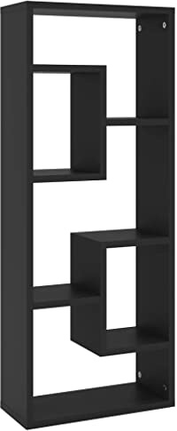vidaXL Estantería de Pared Repisa Flotante Balda Estante Salón Sala de Estar Estudio Exhibición Decoración Madera Contrachapada Negro 36x16x90 cm