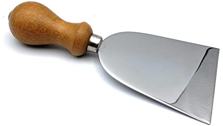 KIMERA Couteau cloche à fromage inox AISI420 12 cm x 9,5 cm, manche en bois naturel, couteau à fromage artisanal, DOI LEONS fabriqué en Italie