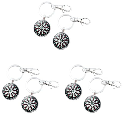 Amosfun 6er Retro Dartscheibe Schlüsselanhänger Silberlegierung – nostalgischer Dartsport Keyring für Fans, kompakter Begleiter für Schlüsselbund & Tasche, Sammler-Deko auch fürs Büro, Geschenk