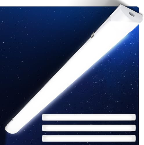 Cecaylie 4er LED Feuchtraumleuchte 150 cm 48W, IP65 Kellerleuchte | 4er Set 4000K Neutralweiß, 3600 lm je Leuchte, IP65 wasserfest; Kellerleuchte für Keller, Garage, Küche und Büro