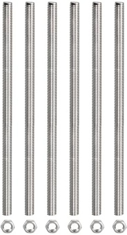 QUARKZMAN 6 Stück Gewindestange M5 x 400mm mit Sechskantmuttern, Gewindestangen Vollgewinde Gewindestab Edelstahl 304 Gewindebolzen Gewindestifte Gewindestäbe für Möbeln Sport Geräte