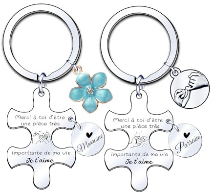 JRZDFXS Cadeau Parrain Marraine bapteme Parrain Marraine Porte Clé Annonce Parrain Marraine Cadeaux, Porte Clef Porte-clés comme Cadeau Baptême pour Parrain Marraine Demande