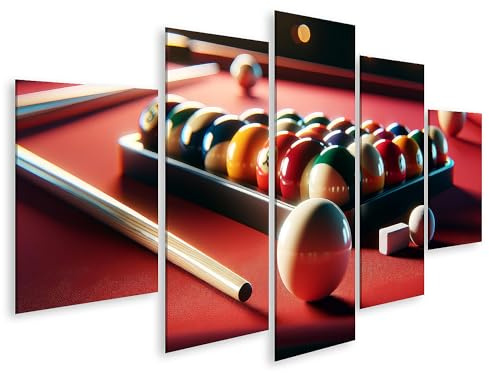 islandburner Prime Bild auf Leinwand Buntes Billardspiel auf rotem Billard Tisch Bilder Wandbilder Poster