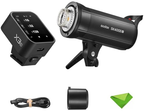 Godox SK400IIV 400Ws Flash stroboscopico da studio + trigger Godox X3-C per Canon, GN65 5600K 2.4G con lampada pilota a LED Bowens Mount Monoluce stroboscopica per studio, ritratto, ecc.