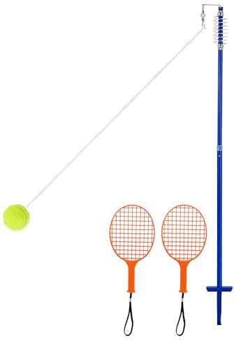 LIFEZEAL Palla da tennis con corda, set da tennis con 2 racchette, 3 livelli di altezza regolabile, per adulti