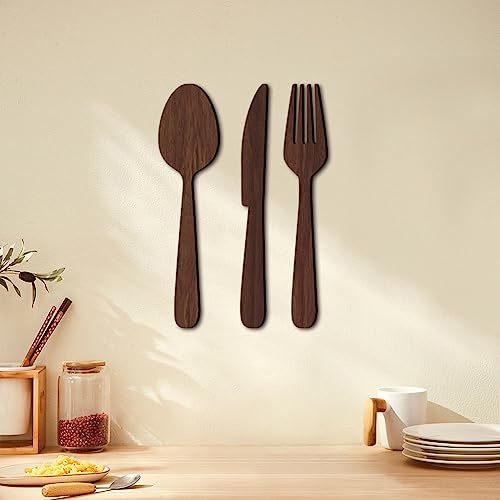 3 Stück Essschild Küche Dekorationen Messer Löffel Und Gabel Wanddekoration Wand Schneidebrett Essen Schilder Küche Dekor Holz Wanddekoration Rustikale Bauernhaus Küche Wandkunst(Color:A,Size:L)