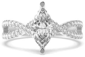 Bijou individuel 1,0 carat - 10 carats taille marquise moissanite cachée avec épaule torsadée diamant de laboratoire bague de fiançailles en or blanc jaune rose 14 carats, D-VVS1, taille M
