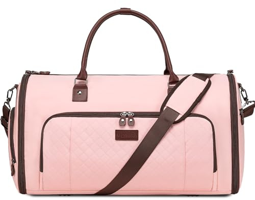 Vessgra Anzugtasche, Kleidersack Reisetaschen für Anzüge, Wasserdichter Kleidersack Tasche für Männer und Frauen, 2 in 1 Garment Duffel Bag Hängetasche für Anzug mit Schuhtasche (Rosa)
