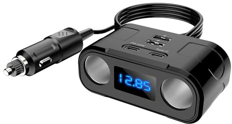 PD QC3.0 Répartiteur allume-cigare 6 en 1 multiprise USB Adaptateur chargeur USB avec voltmètre LED pour appareils de voiture 12 V/24 V 60 W