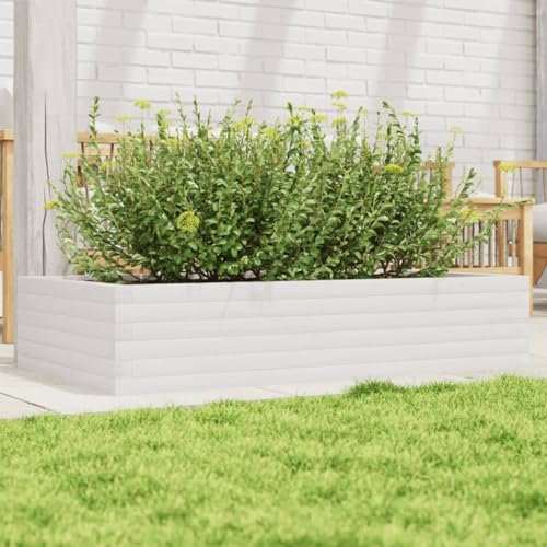 Iiaky Pflanzkübel Weiß 110x60x23 cm Blumenkasten Balkon Pflanzschalen FüR Draussen Balkon Pflanzkasten Massivholz Kiefer