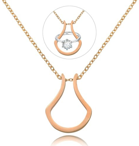 WGXIA Gold Ring Holder Necklace Wedding Ring Keeper Necklaces for Women Men Titanium Steel Engagement Holder Pendant Necklace Jewelry for Wife Mother Mothers Day Gifts Valentine's Jewelry (Rose gold)