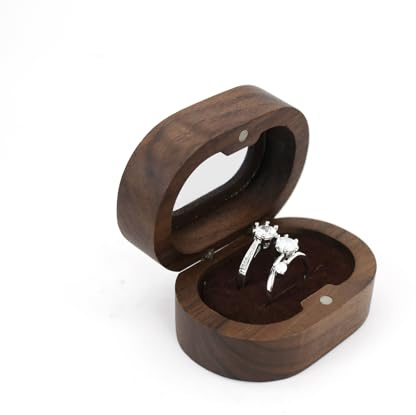 AfitLulu Ringbox Samt Ring Aufbewahrung Ringbox Hochzeit Elliptisch Verlobungsring Box für Vorschläge, Verlobungen und Hochzeiten (Ellipse-Braun-2)