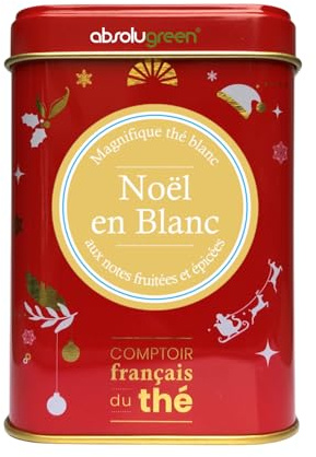 Noël en Blanc – Comptoir Français du Thé – Boîte Métal 40g – Thé Blanc de Noël Raffiné aux Notes Fruitée et Florales – Infusion Délicate et Féérique pour les Fêtes