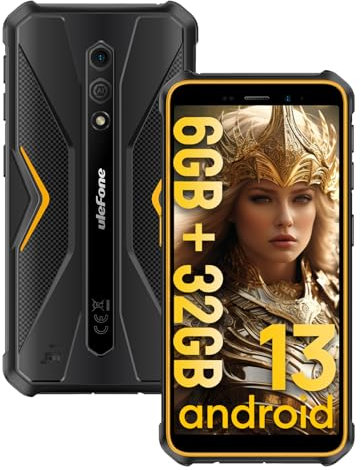 Ulefone Armor X12 Telephone Portable Incassable, 6Go + 32Go Android 13 Smartphone Débloqué, 13MP + 8MP Caméra Téléphone Étanche, 4860mAh Batterie, Écran 5,45''HD+, 4G Dual SIM/NFC/GPS/IP69K-Orange