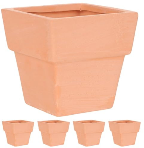 Yardwe Pots De Plantes en Terre Cuite 8Cm Mini Pot en Argile avec Drainage Carré Petit Pot Succulent Pépinière pour Plantes Bricolage Faveur De Mariage 5Pcs