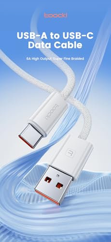 toocki Cavo USB-A a USB-C 6A 120W 1,50m nylon intrecciato compatibile con iPhone 16 15 Plus Pro Max MacBook Pro iPad Galaxy S24 Plus Ultra S23 S22