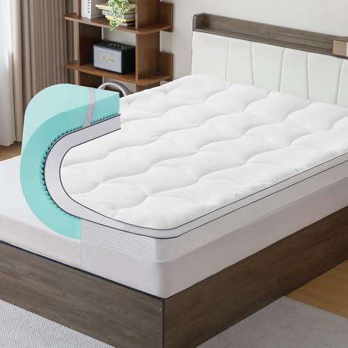 IKALIFE Matratzen Topper 90 x 200cm - H3 Hart Gel Topper mit Waschbar Bezug und Gelschaum, 7,5cm Höhe Matratzentopper für Boxspringbett und Unbequeme Betten