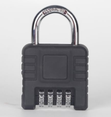 Diyife Combination Padlocks Outdoor, 51mm Large Heavy Duty 4 Digit Combination Lock with Cover, Weatherproof Padlocks with 7mm Alloy Stainless Steel Shackle for Gym, Shed, Garage, Gate, School (Black)