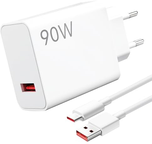 Cargador Turbo de 90 W USB C 2 m para 15/14 Ultra, Poco F6, X7 Pro, Note 14/13 Pro 5G 11/12/13T/Pad 7/F5/F4 y Más
