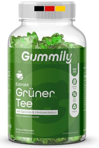 Gummily® Premium Green Tea Gummies - Greentea Extract - Garcinia Extract - Raspberry Ketone - Green Coffee Bean Extract - Alternative of Greentea Extract Capsule - Vegan - Pack of 60 - Non GMO