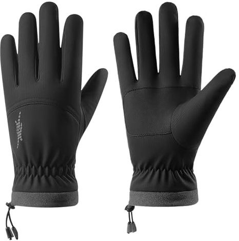 Hwtcjx Guanti Invernali Uomo Donna, Touch Screen Guanti Termici, Impermeabili, Riscaldati, Antiscivolo Antivento Sportivi per Moto Bici, per Ciclismo, Running, Sci, Calcio (Nero, XL)