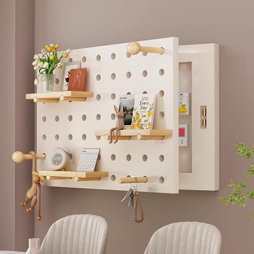 Stromkasten Verkleidung Dekorative Abdeckung für Leistungsschalterkästen in Weiß/Natur/Braun, Schutzdeckel für Stromverteilerkästen mit Verstellbaren Haken(White,30 x 40 cm (11 3/4 x 15 3/4))