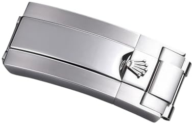 ROUREOX Chiusura di Ricambio per Orologio 316L Acciaio Inossidabile Cinturino Fibbia Deployante per Rolex Submariner series-Argento Satinato 18mm