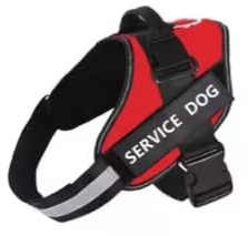Justerbar hundsele med handtag, reflekterande, andningsbar, med Service Dog-lapp, säkerhetsspänne och utbytbart kardborreband (röd, M 50–65 cm)
