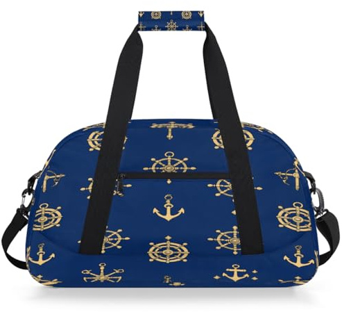 Entemne Seesack für Kinder, Marine, Anker, Ruder, dunkelblau, wasserabweisend, für Fitnessstudio, Sporttasche, leichte Reisetasche für Jungen und Mädchen, Handgepäck, Wochenendtasche