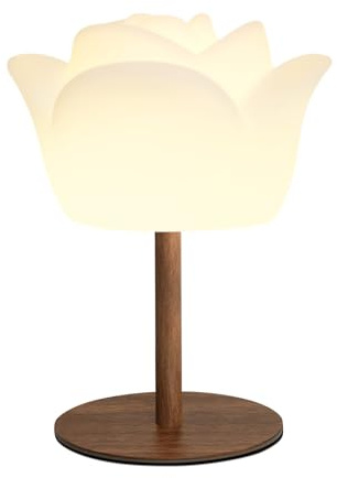 Flower IP64 splash-proof Rechargeable Cordless Bedside Lamp with Remote & Timer, 4000mAh USB‑C Table Lamp, Stepless Dimmable Cool White + RGB Colour Changing Night Light, Decorative Portable Lamp