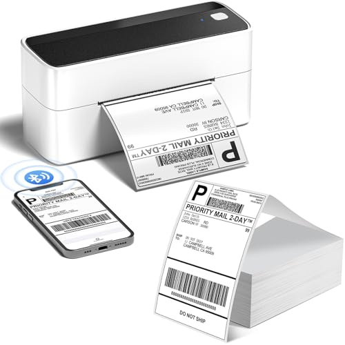 Phomemo Bluetooth Etikettendrucker-Set, versandetiketten drucker + 4x6 500 Etiketten/Stapel, DHL Thermodrucker Etikettiergerät Label Printer ist für Ebay, Amazon, Etsy, Ups, Shopify, Vinted, etc, (Sc