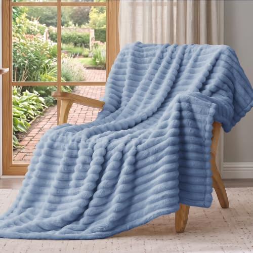 Vielit Kuscheldecke Flauschig,Ultral Weiche Kuscheldecke 150x200 XL-Leichte Atmungsaktiv Wohn- & Kuscheldecken, Tagesdecke & Sofadecke überwurf, Pflegeleicht Cord Decke für Zimmer Deko, Blau