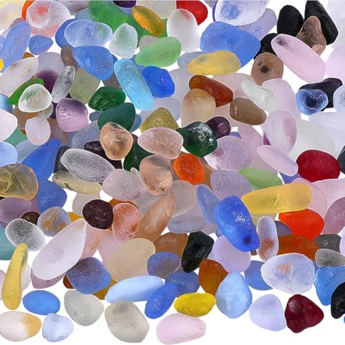 PONABEADIY 1 boîte de 400g de Pierres de Verre Océan Mélangées Galets Irréguliers de la Série Mer Gravier Coloré pour Aquarium Billes Assorties en Vrac pour la Fabrication de Bijoux Le Remplissage de