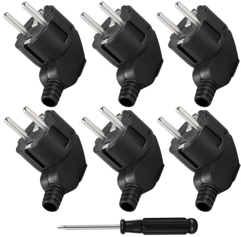 6 Pièces Prise Electrique Male 250V 16A avec Câbles de 8 à 10 mm | Fiche Electrique Male Schuko Prise Male Etanche Exterieur avec Tournevis pour Appareils Electroménagers et Luminaires