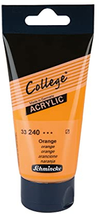 Schmincke - College Acrylic, Orange in 75 ml-Tube, 33240013, Acrylfarbe mit Künstler-Pigmenten in hoher Konzentration, deckend und lasierend, lichtecht, seidenmatt