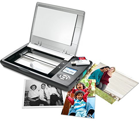 Flip-Pal mobile scanner with SD to USB adapter and 4GB SD card. StoryScans talking images and EasyStitch automatic stitching software included on SD card*. Ideal for genealogy and memory keeping.